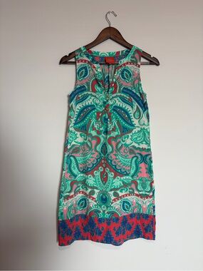 Tracy Negoshian Paisley Shift Dress XS Resort Coastal Preppy Colorful